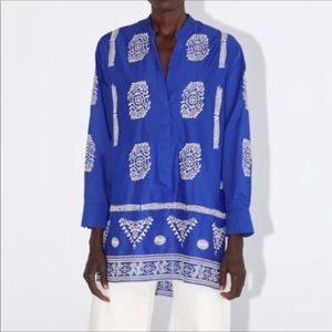 ZARA Blouse  with contrasting Embroidery